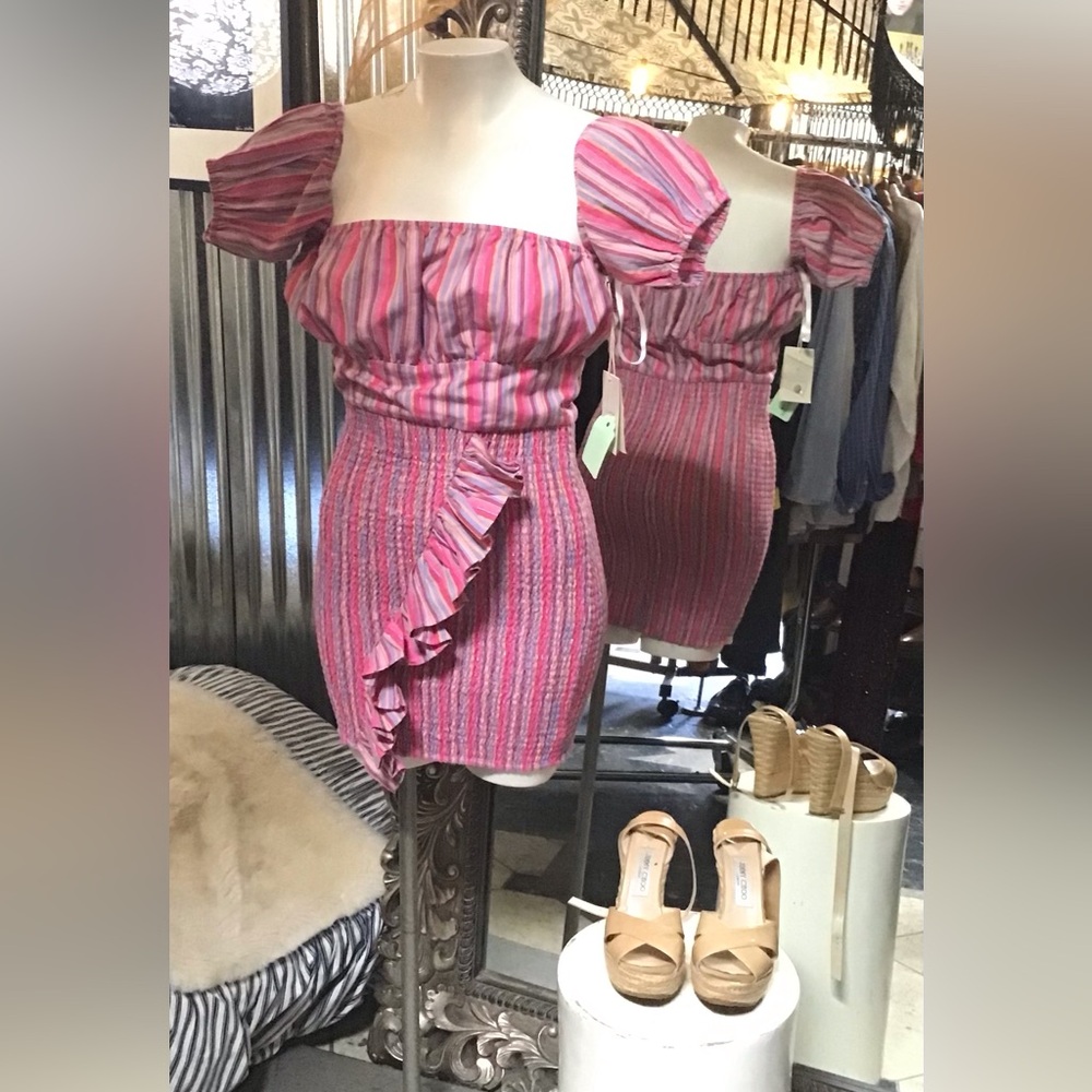 Tularosa Pink Striped Mini Dress